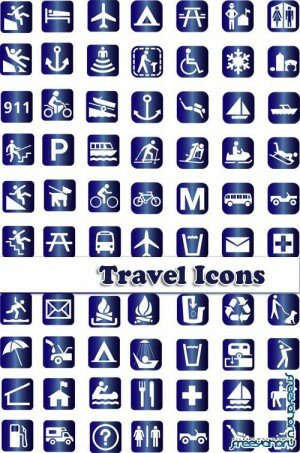 Стильные синие иконки в векторе на тему Путешествия | Vector Travel Blue Icons