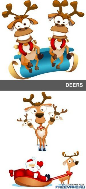   -    | Funny vector Christmas deers