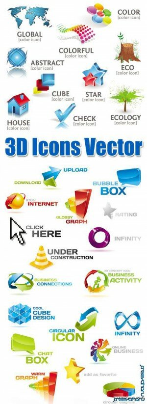 Цветные 3D иконки в векторе | 3D Color Vector Icons