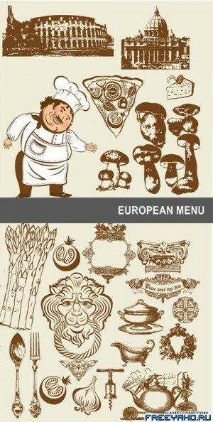     -   | European vintage vector menu