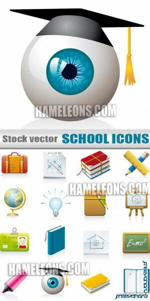 Школьные иконки в векторе 3 | School vector icons 3