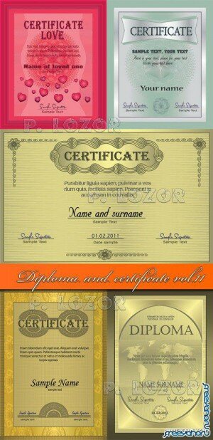      | Diploma and certificate vector