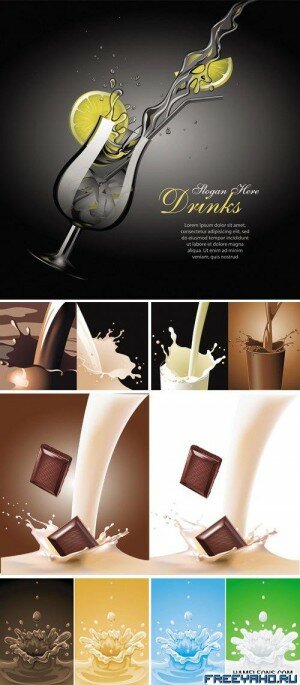    - , ,  | Water, milk, chocolate vector splashes