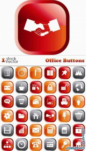 Офисные кнопки и иконки в векторе | Office Buttons & vector icons