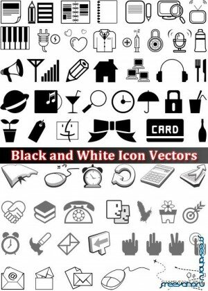 Черно белые икноки в векторе на разные темы | Vector icons