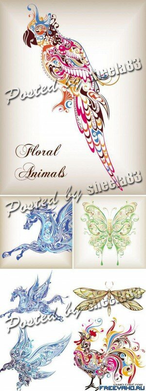    | Floral Animals Vector