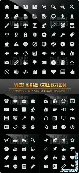 Стильные черно-белые веб иконки в векторе | Black Vector Web Icons