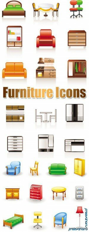 Мебель - иконки в векторе | Furniture Vector Icons