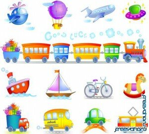 Детские игрушки - векторные иконки | Vector Children toys icons