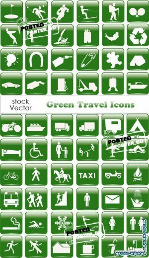 Люди и транспорт - зеленые векторные иконки | Green vector icons