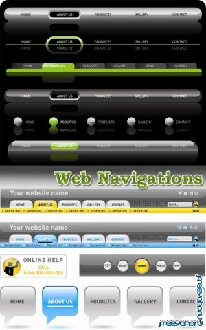 Элементы для навигации сайта - векторный клипарт | Vector Web Navigation