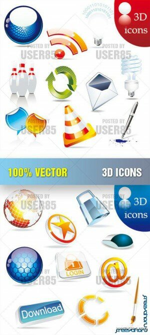   3D    | Stock Vector - 3D Icons