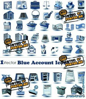 Голубые стильные бизнес иконки в векторе | Blue Vector Business Icons