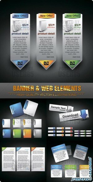 Баннеры и элементы меню для веб-сайта в векторе | Vector Banner & Web Elements
