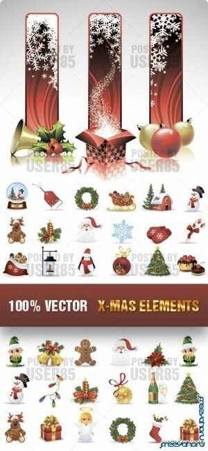 Рождественские и новогодние иконки в векторе | X-Mas vector icons