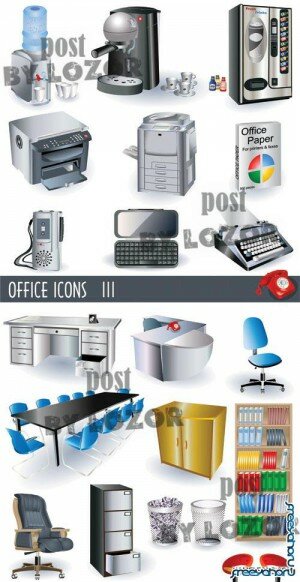 Офисные предметы в векторе - 3D иконки | Office vector icons