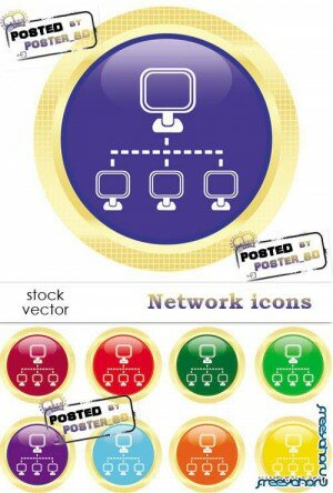 Сеть и компьютеры - векторные иконки | Network vector round icons