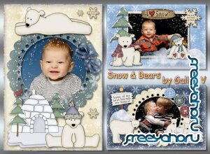 Детские фоторамки - Снег и медведи