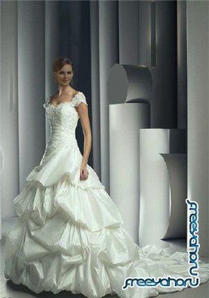 Шаблон для фотошопа - Невеста в кружевном платье