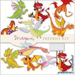 Scrap-kit - Dragons Illustrations