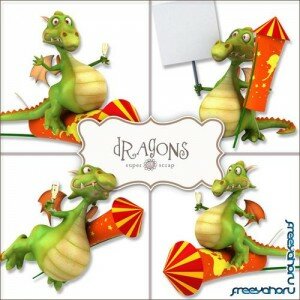 Scrap-kit - Dragons Illustrations #2