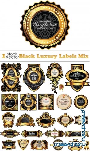 Black Luxury Labels Mix Vector