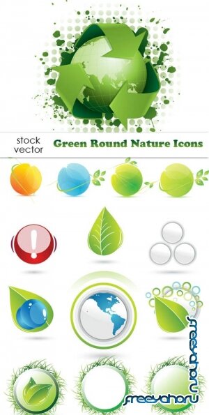   - Green Round Nature Icons