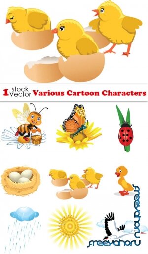 Various Cartoon Characters Vector
