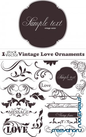 Vintage Love Ornaments Vector