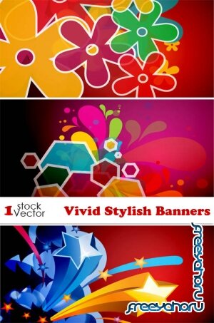 Vivid Stylish Banners Vector