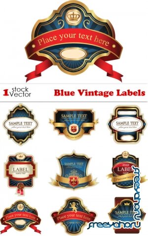 Blue Vintage Labels Vector