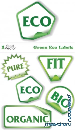 Green Eco Labels Vector