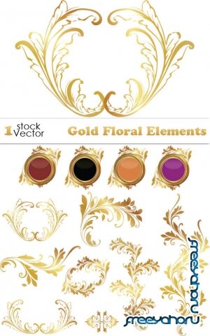 Gold Floral Elements Vector