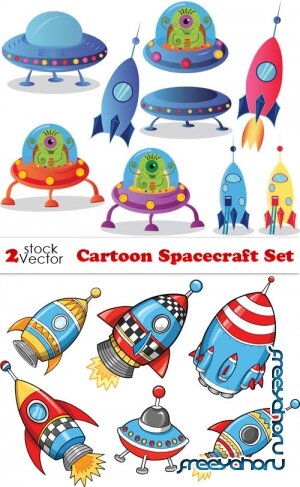 Vectors - Cartoon Spacecraft Set