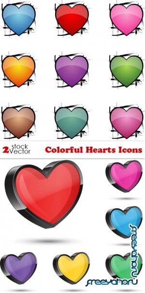 Vectors - Colorful Hearts Icons