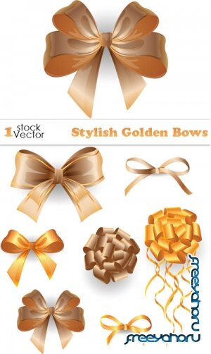 Vectors - Stylish Golden Bows