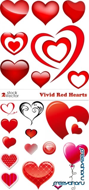 Vectors - Vivid Red Hearts