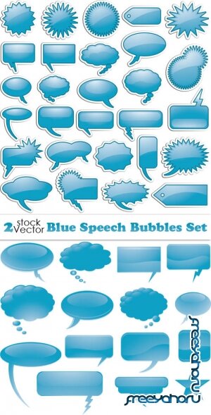 Vectors - Blue Speech Bubbles Set
