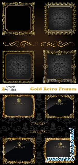 Vectors - Gold Retro Frames