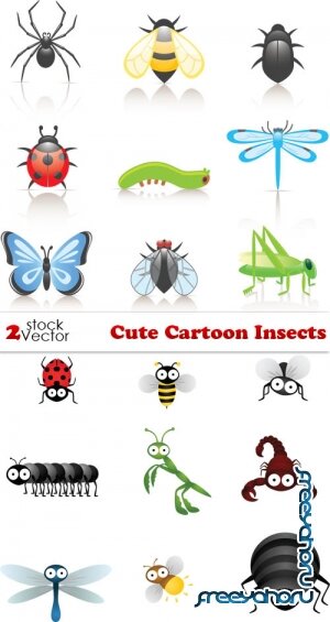 Vectors - Cute Cartoon Insects