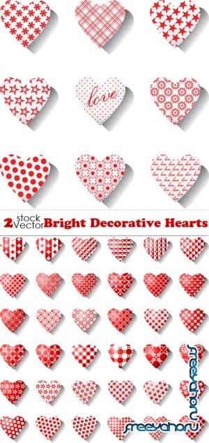 Vectors - Bright Decorative Hearts