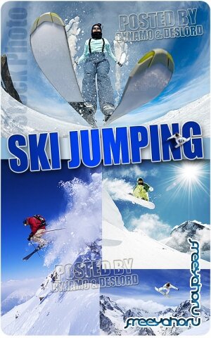 Прыжки на сноубордах и лыжах - Растровый клипарт
