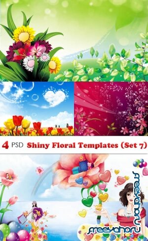 PSD - Shiny Floral Templates (Set 7)