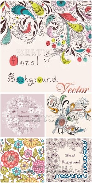      / Background with flowers and ornaments - vector clipart