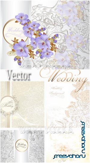     / Wedding backgrounds with flowers - vector clipart