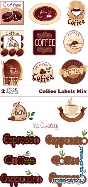 Vectors - Coffee Labels Mix