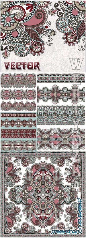       / Beautiful vector background with various patterns and ornaments