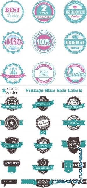 Векторный клипарт - Vintage Blue Sale Labels