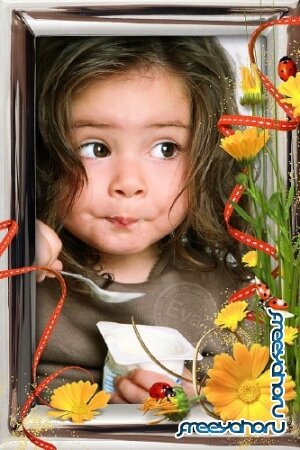  Детская рамка для фото - Цветы календулы