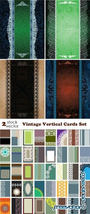 Векторный клипарт - Vintage Vertical Cards Set